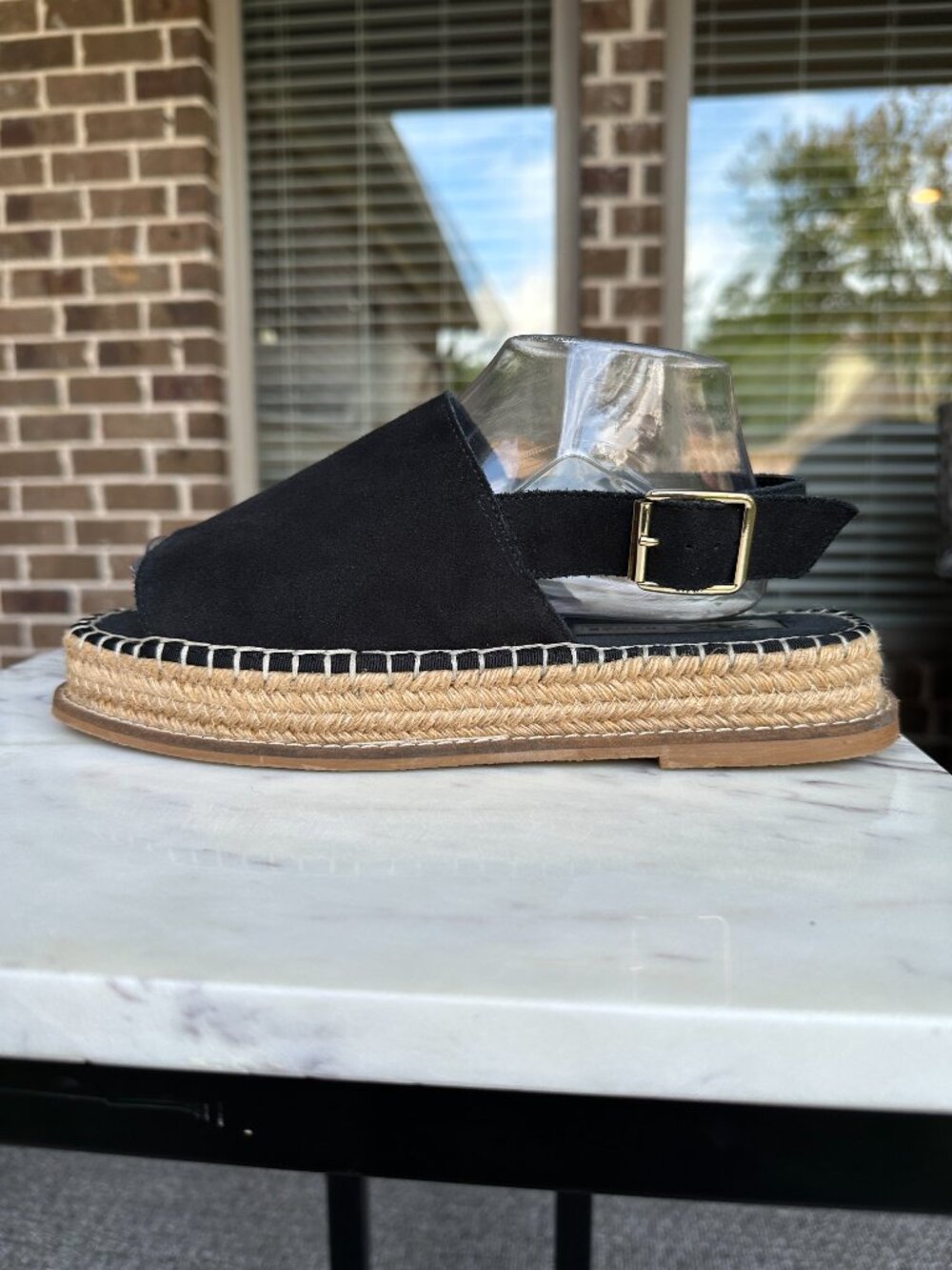 ASOS Hannah Wide Fit Espadrille Platform Sandals Black Ankle Strap Size 7/8 W - Picture 4 of 16